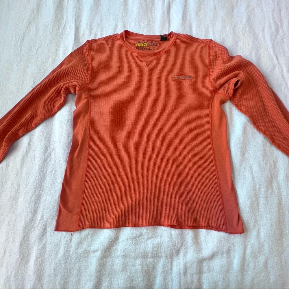 Ralph Lauren Polo Sport VTG 90’s Orange Thermal Pullover Mens Shirt Size‎ Large